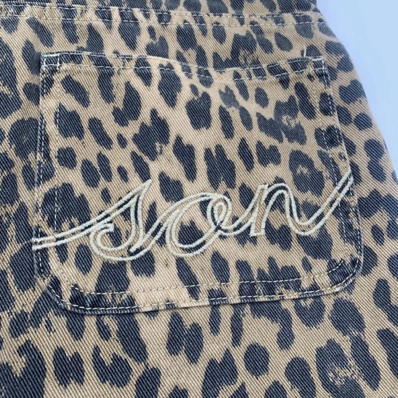 Damson Madder Brown Tan Leopard Print Wide-Leg Jeans - Picture 4 of 11